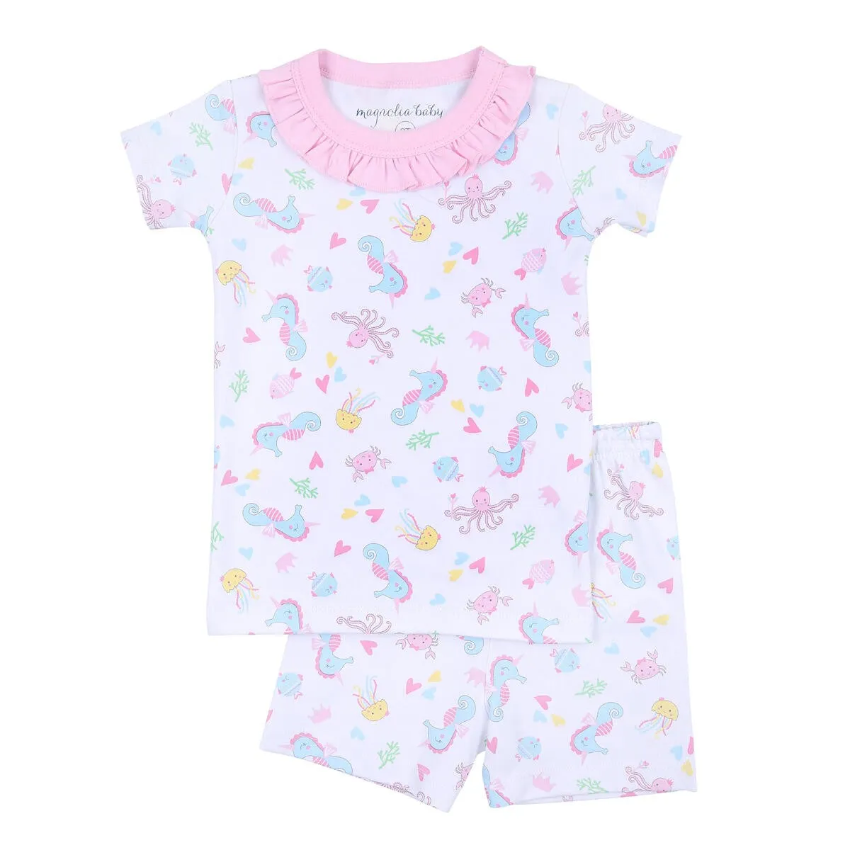 Magnolia Baby Girls Ocean Bliss Ruffle Short Pajamas - Pink