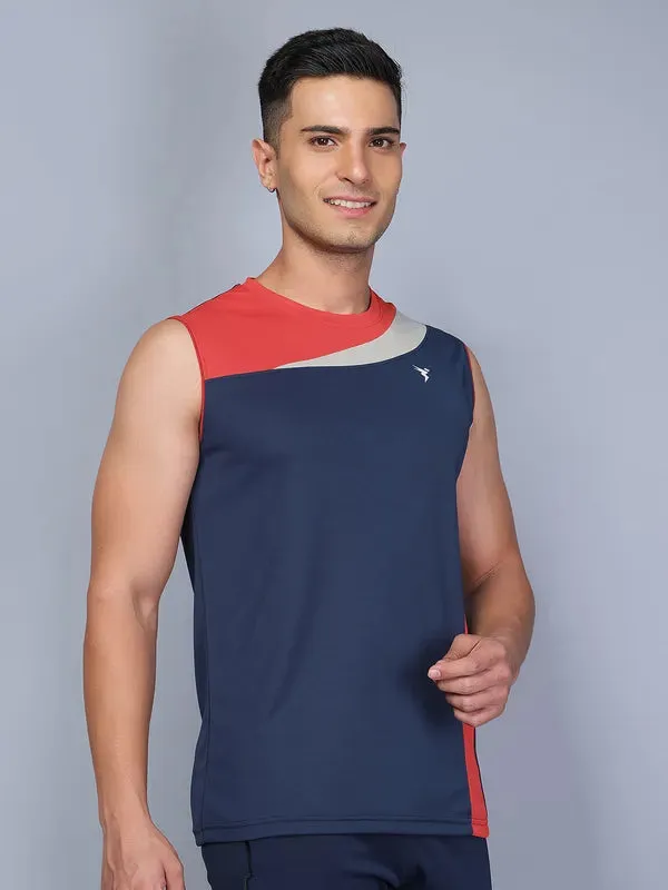 Men Colorblock Slim Fit Crew Neck Innerwear Vest with TECHNO COOL