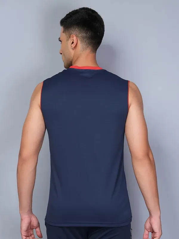 Men Colorblock Slim Fit Crew Neck Innerwear Vest with TECHNO COOL