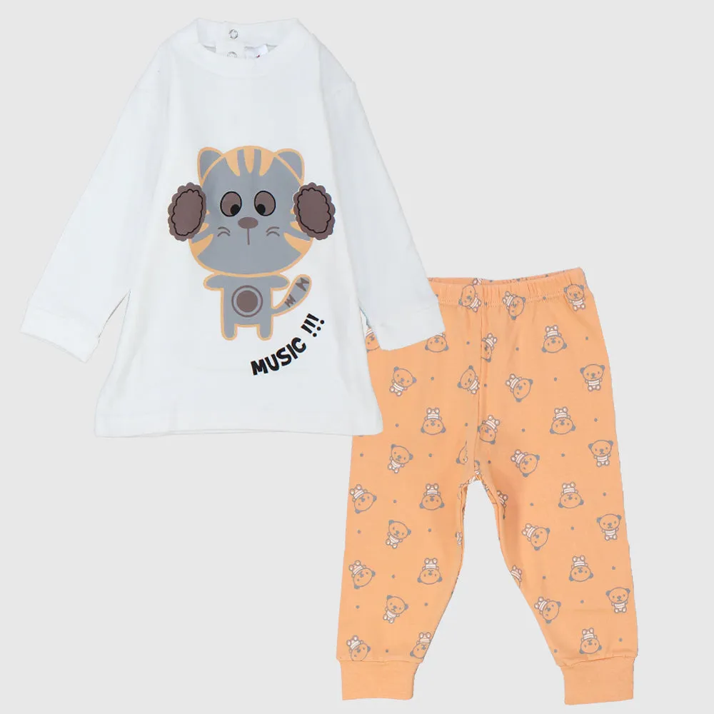 Music Cat Long-Sleeved Fleeced Pajama