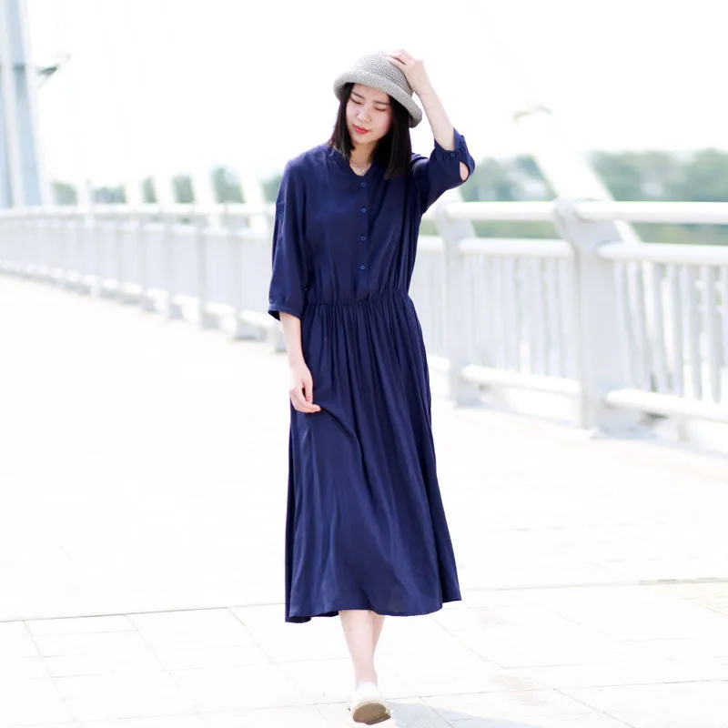 Navy Blue Women Dresses Casual Summer Women Dresses Long Women Dresses SSM97218