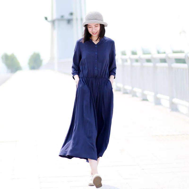 Navy Blue Women Dresses Casual Summer Women Dresses Long Women Dresses SSM97218