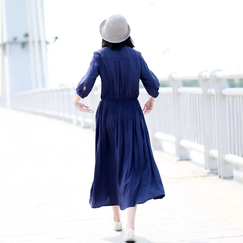 Navy Blue Women Dresses Casual Summer Women Dresses Long Women Dresses SSM97218