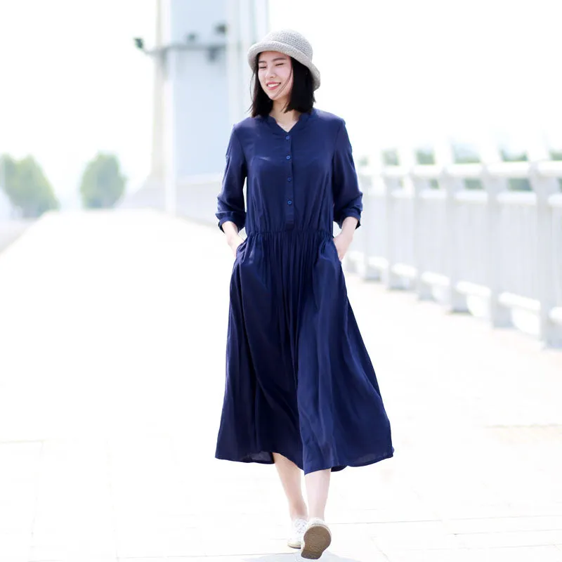 Navy Blue Women Dresses Casual Summer Women Dresses Long Women Dresses SSM97218