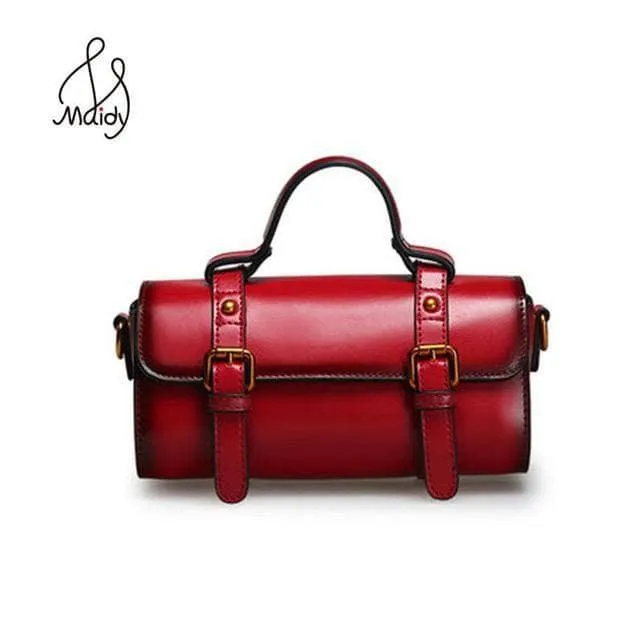 New Suture Large Boston Women Genuine Leather Handbag