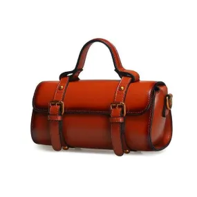 New Suture Large Boston Women Genuine Leather Handbag