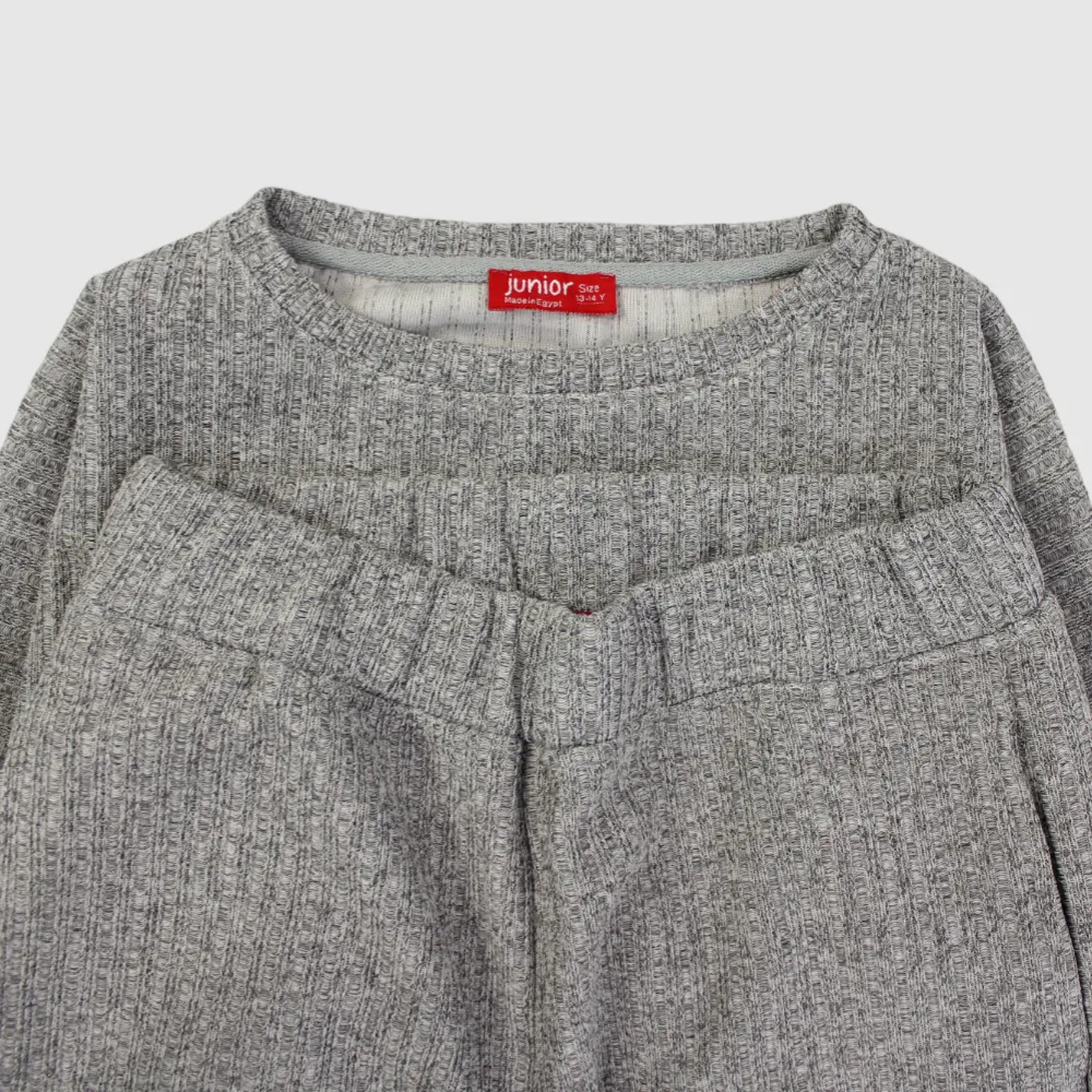 Plain Grey Long-Sleeved Fleeced Pajama