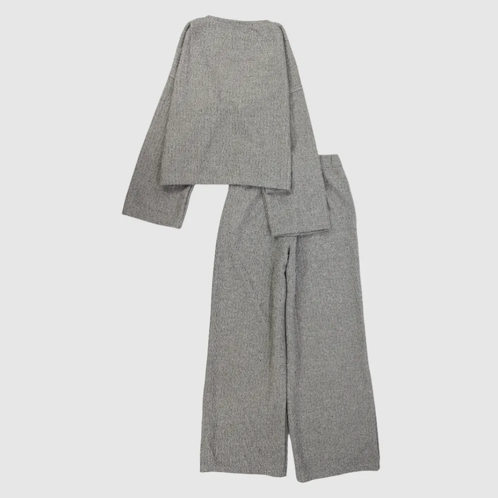 Plain Grey Long-Sleeved Fleeced Pajama