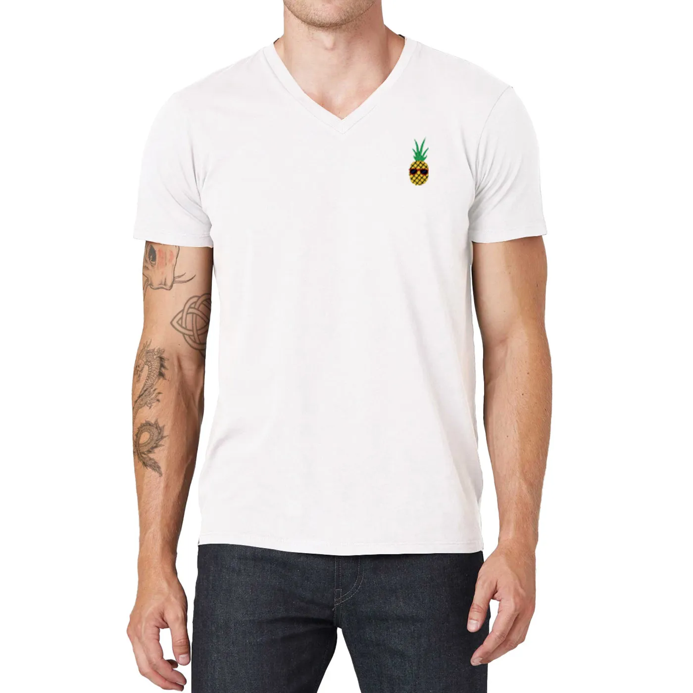 Pologize™ Pineapple Embroidered V-Neck T-Shirt