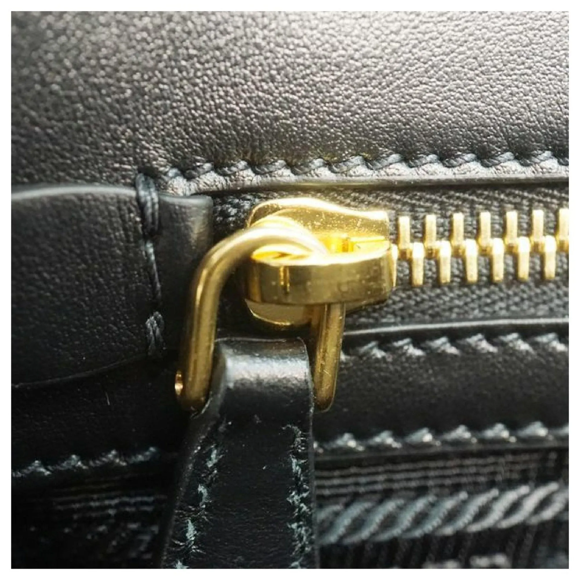 Prada Saffiano Borsa Black Leather Shoulder Tote Handbag