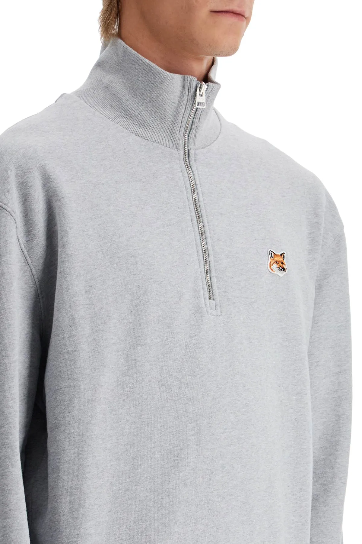 "half-zip sweatshirt with fox head MM00314KM0001 LIGHT GREY MELANGE