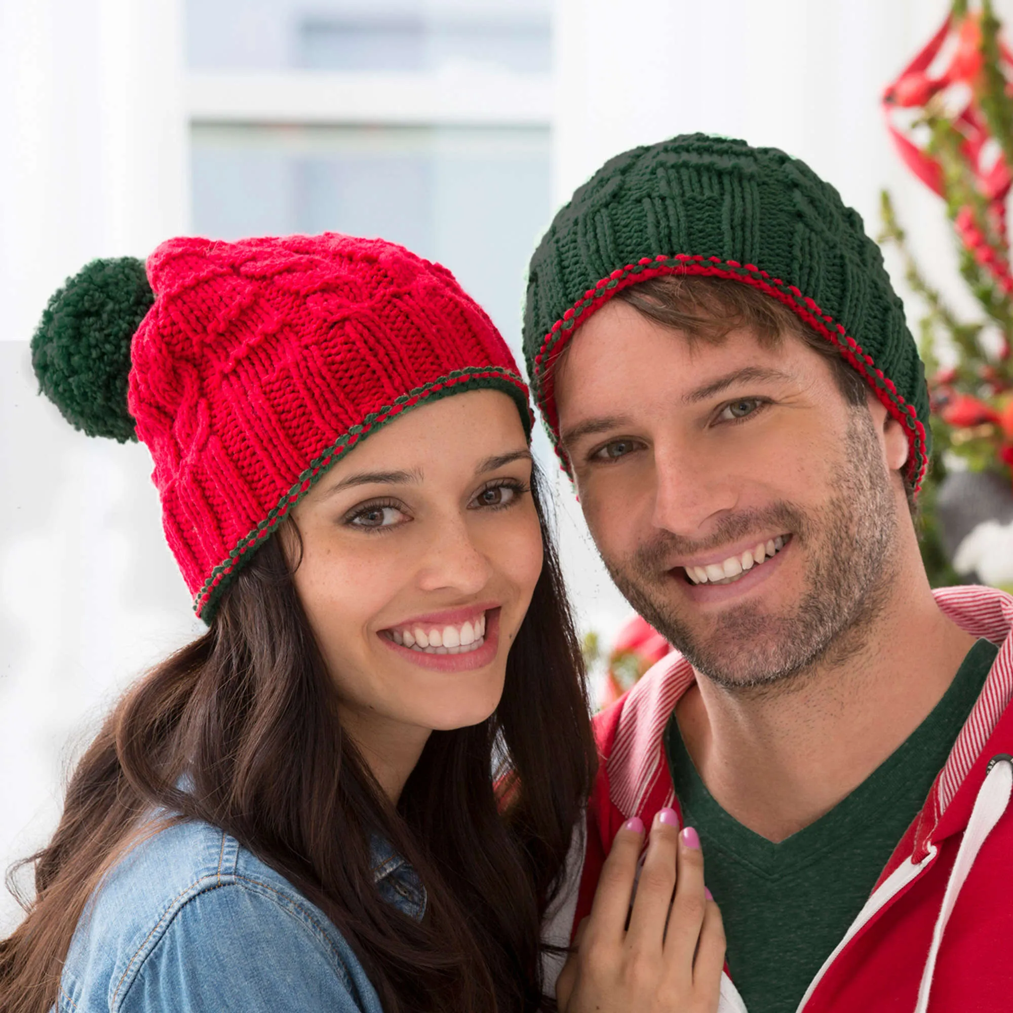 Red Heart Knit Christmas Gift Beanies