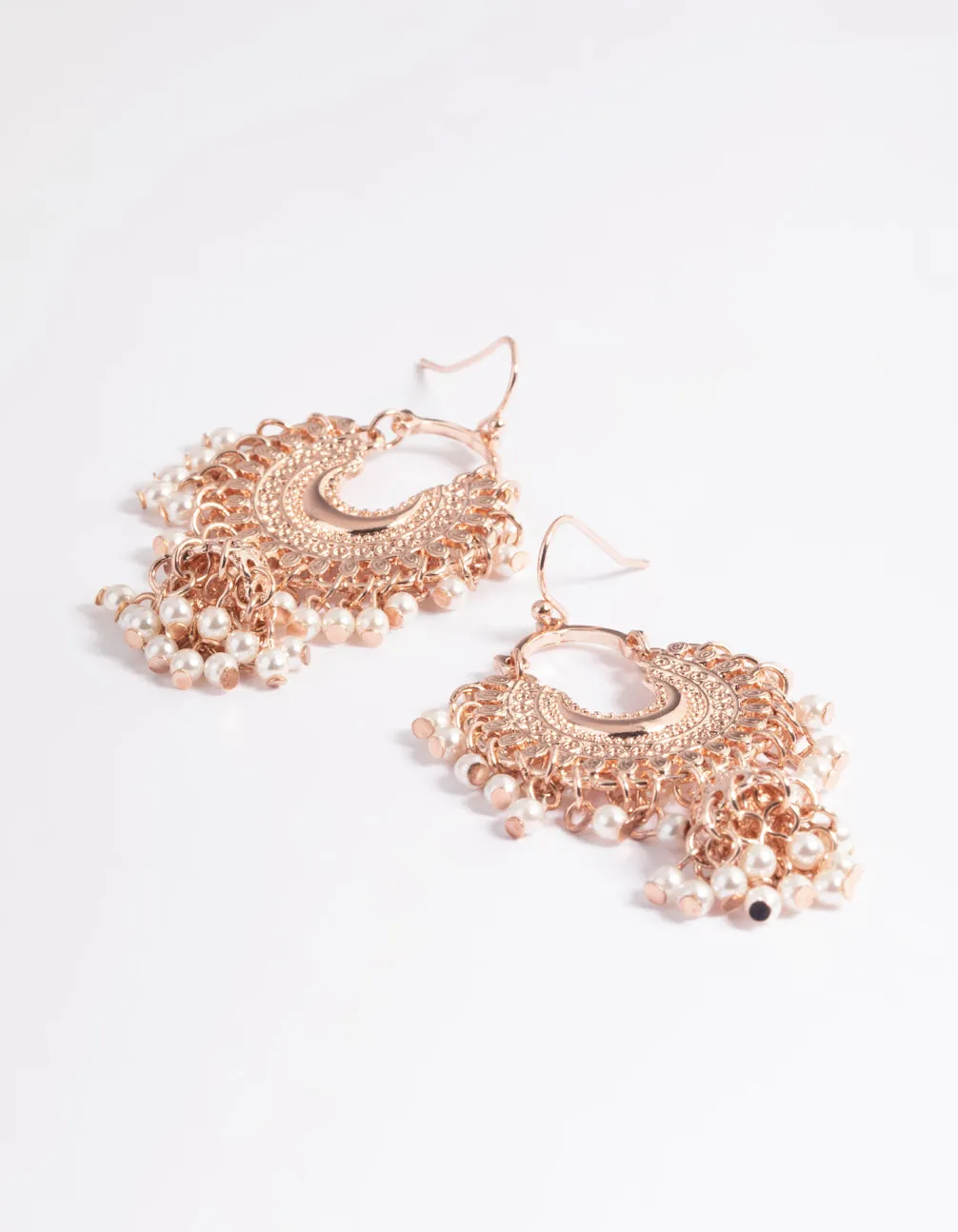 Rose Gold Encrusted Bead Drop Earrings