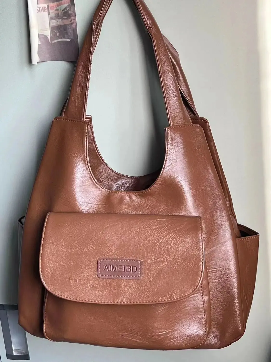 TAVIMART  -  American Retro Tote Bags For Women Leather Handbags Trend 2024 Niche Design Brown Student Large Capacity Shoulder Hand Bag