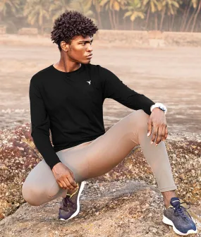 TechnoSport Crew Neck Full Sleeve Dry Fit T Shirt for Men OR-17 (Black)