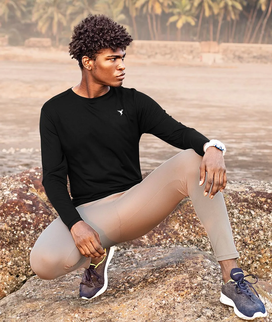 TechnoSport Crew Neck Full Sleeve Dry Fit T Shirt for Men OR-17 (Black)