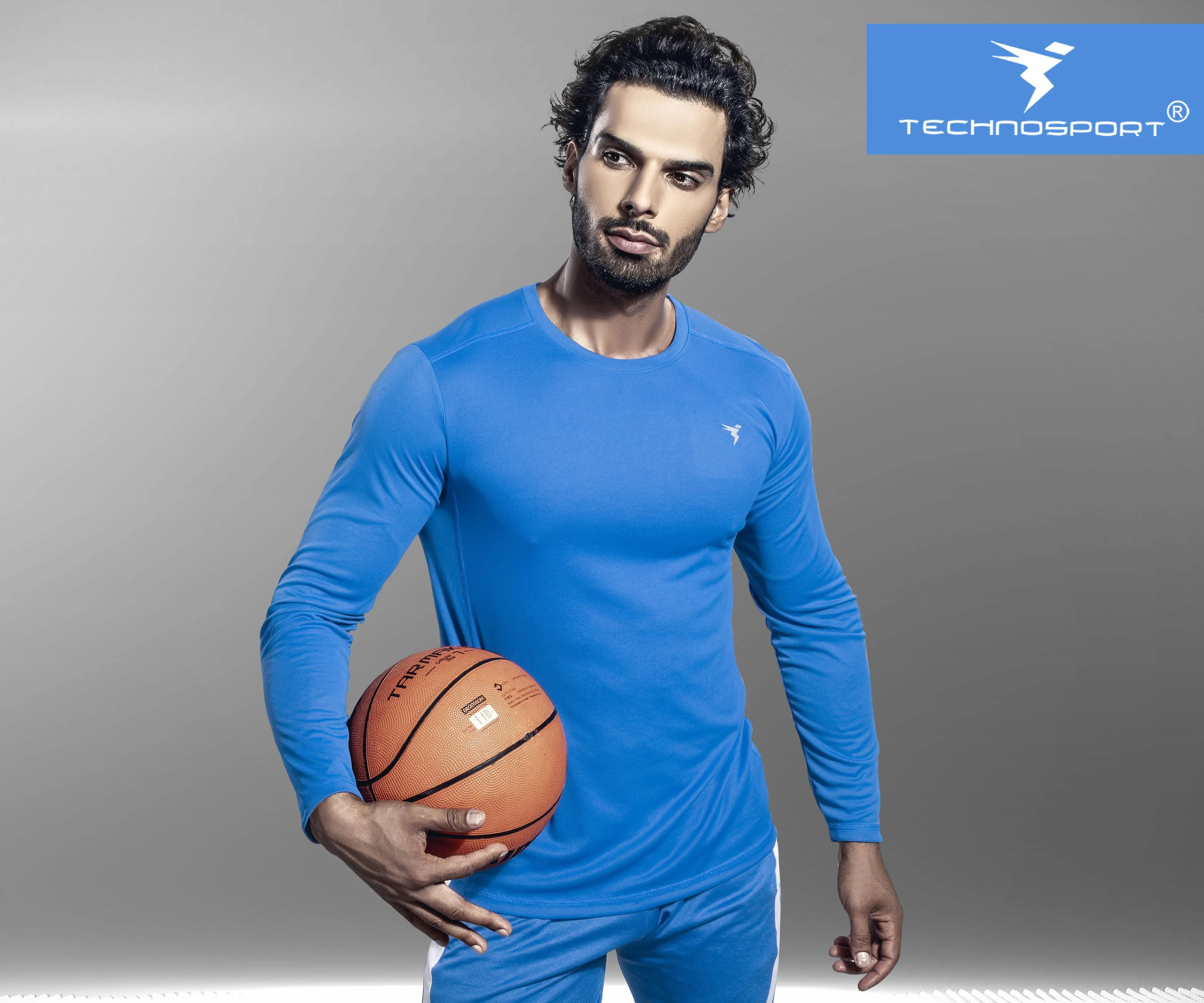 TechnoSport Crew Neck Full Sleeve Dry Fit T Shirt for Men OR-17 (Royal Blue)