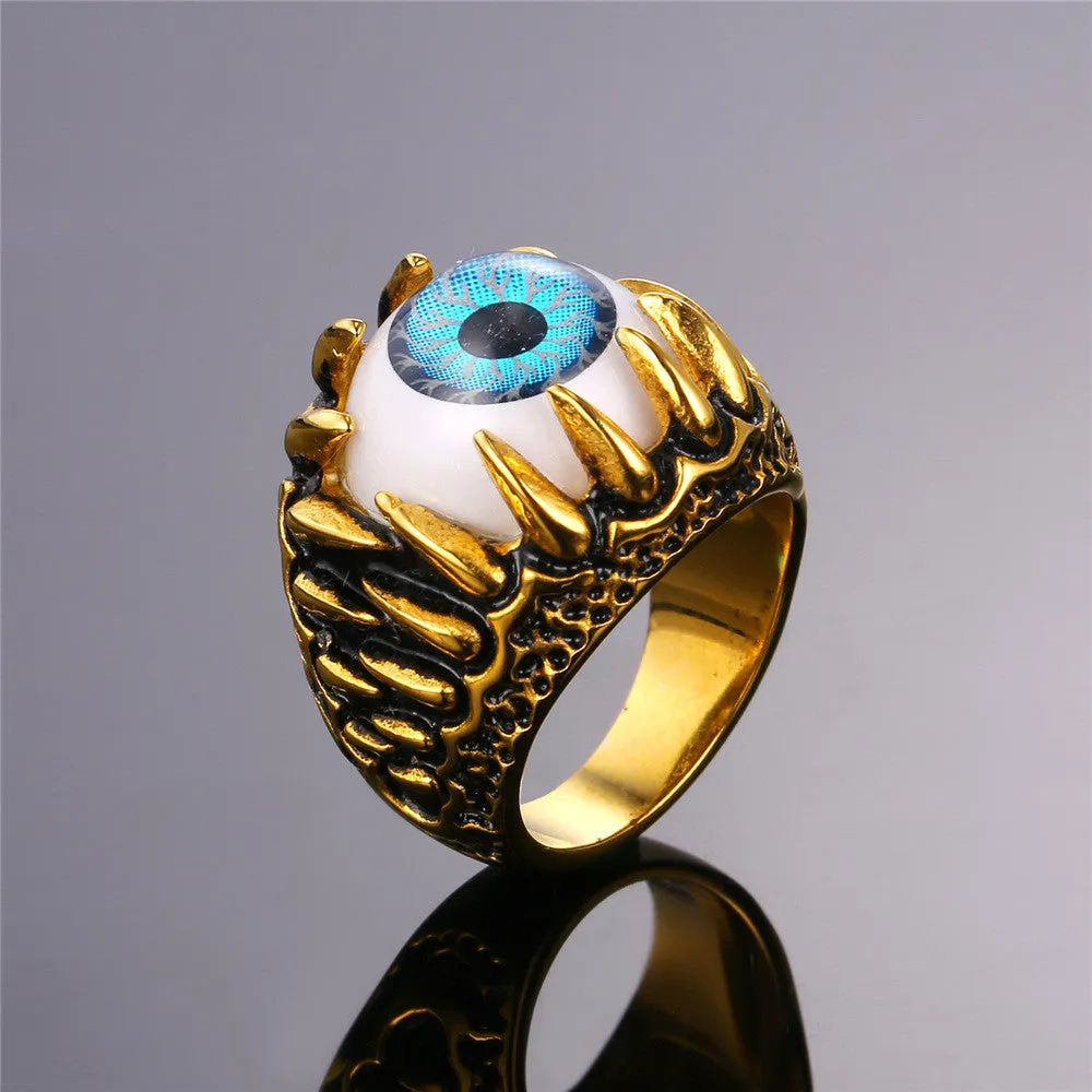 U7 Stainless Steel Blue Eye Amulet Ring Rock Punk Men Jewelry GR380[17