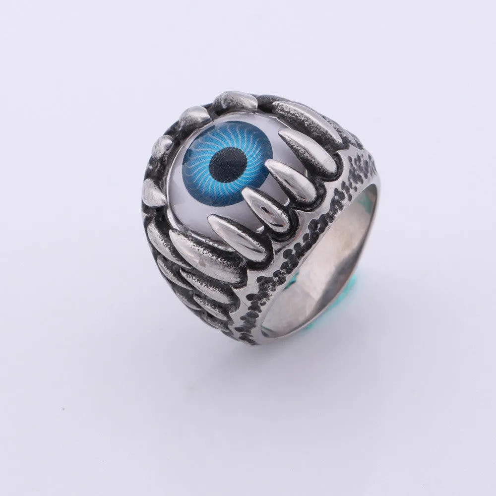 U7 Stainless Steel Blue Eye Amulet Ring Rock Punk Men Jewelry GR380[17
