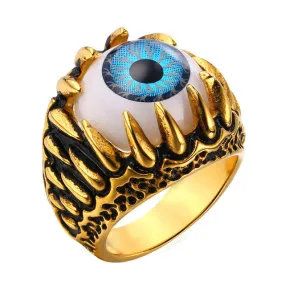 U7 Stainless Steel Blue Eye Amulet Ring Rock Punk Men Jewelry GR380[17