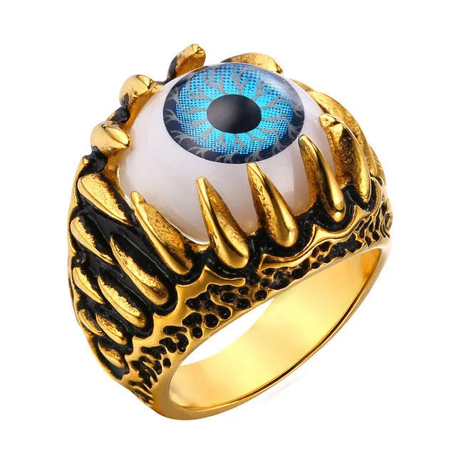 U7 Stainless Steel Blue Eye Amulet Ring Rock Punk Men Jewelry GR380[17