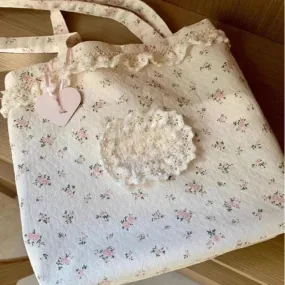 UAKISS  - 2024 Korean Sweet Flower Print Big Capacity Women Fashion Bag Shoulder Handbags Tote Shopping Bags