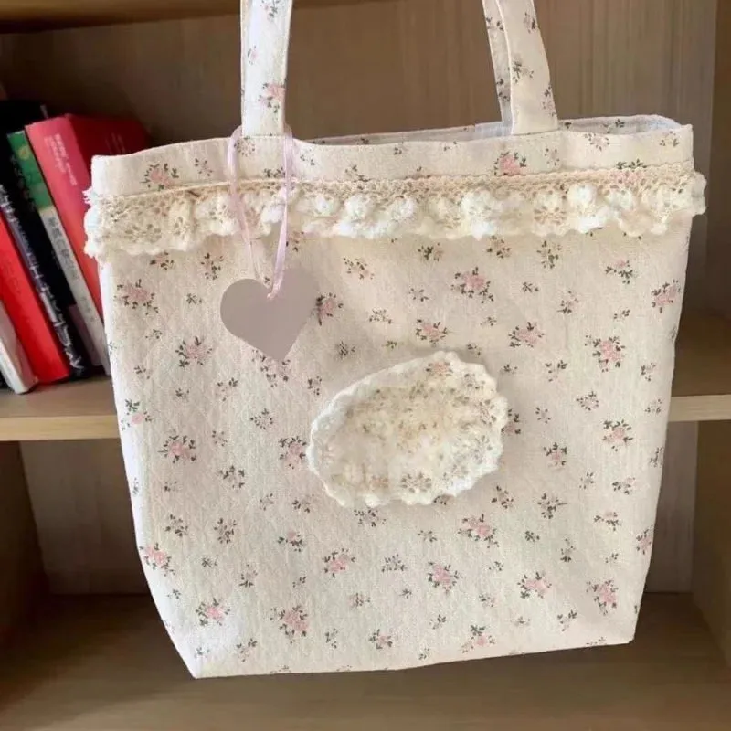 UAKISS  - 2024 Korean Sweet Flower Print Big Capacity Women Fashion Bag Shoulder Handbags Tote Shopping Bags