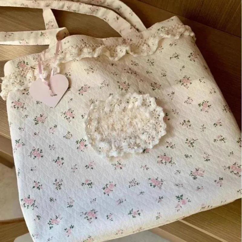UAKISS  - 2024 Korean Sweet Flower Print Big Capacity Women Fashion Bag Shoulder Handbags Tote Shopping Bags