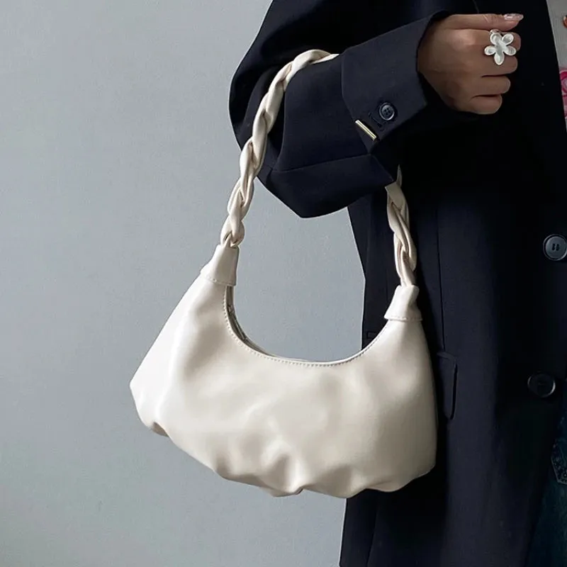 Uakiss Korean Simple Solid Office Lady Underarm Bag Elegant Women All Match Fashion Shoulder Bags Sweet Y2k Fairy Purses and Handbags