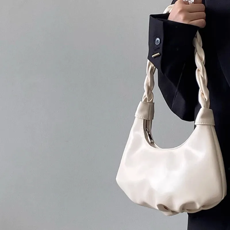 Uakiss Korean Simple Solid Office Lady Underarm Bag Elegant Women All Match Fashion Shoulder Bags Sweet Y2k Fairy Purses and Handbags