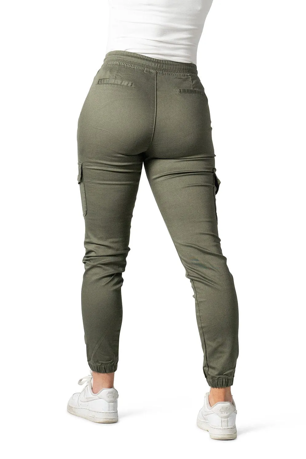 Wakee Denim Cargo Joggers - Khaki 10117