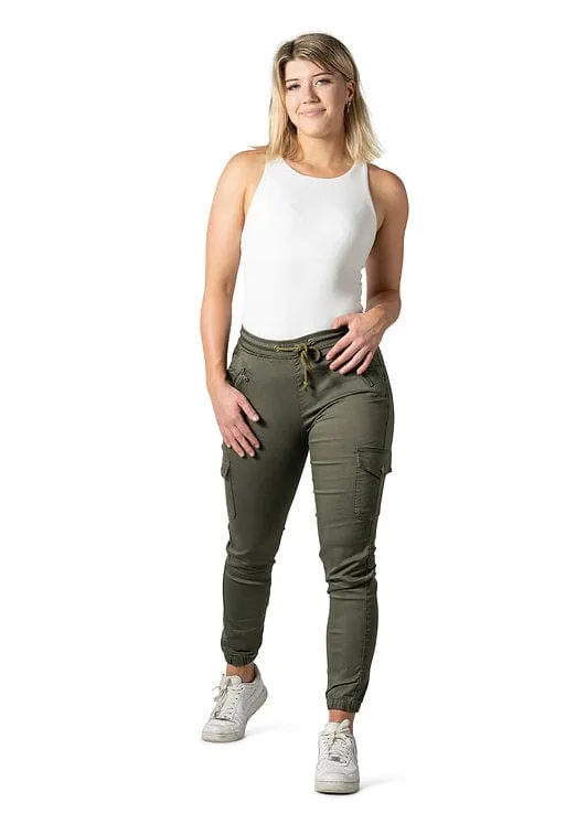 Wakee Denim Cargo Joggers - Khaki 10117