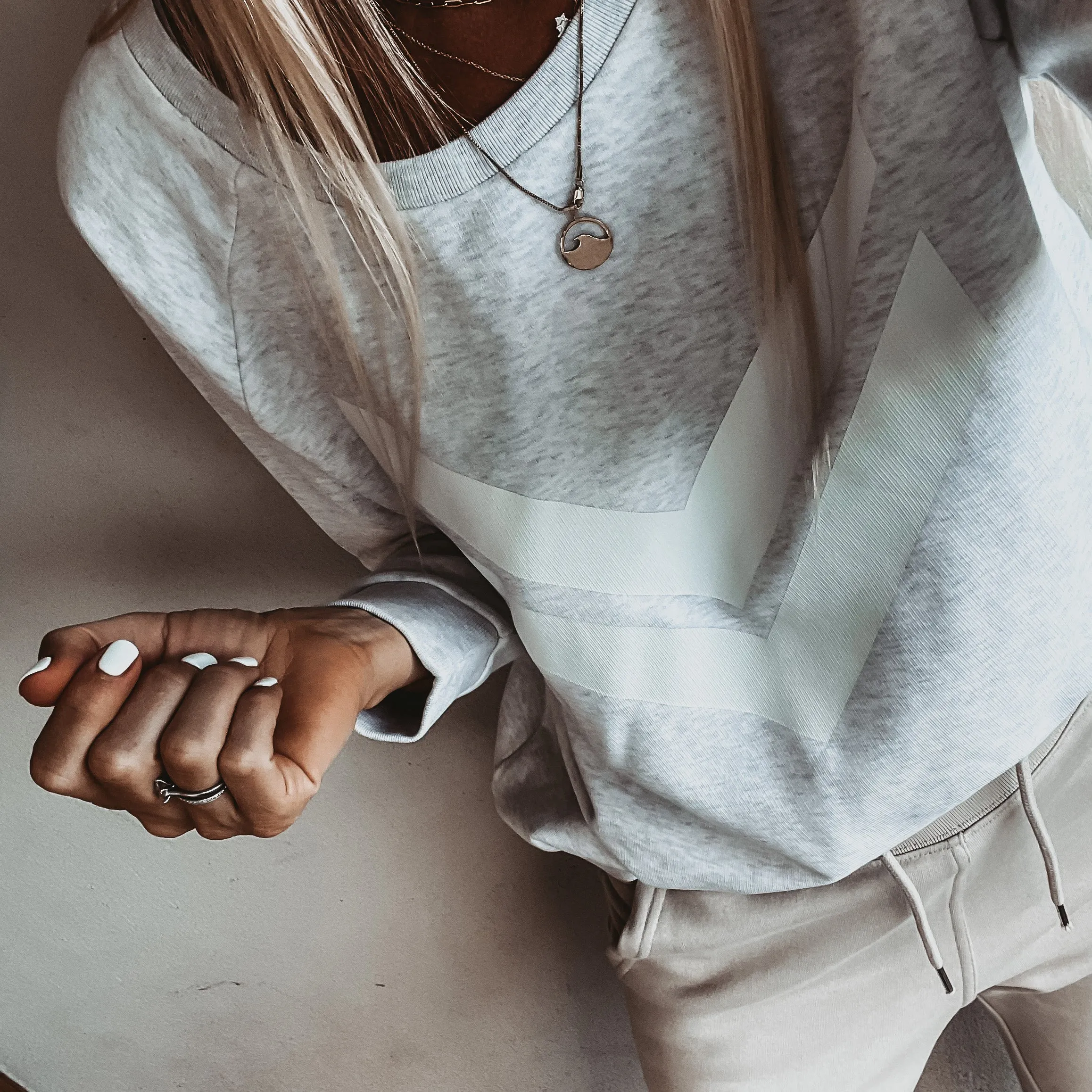 White double chevron light ash sweatshirt *relaxed style* SALE!