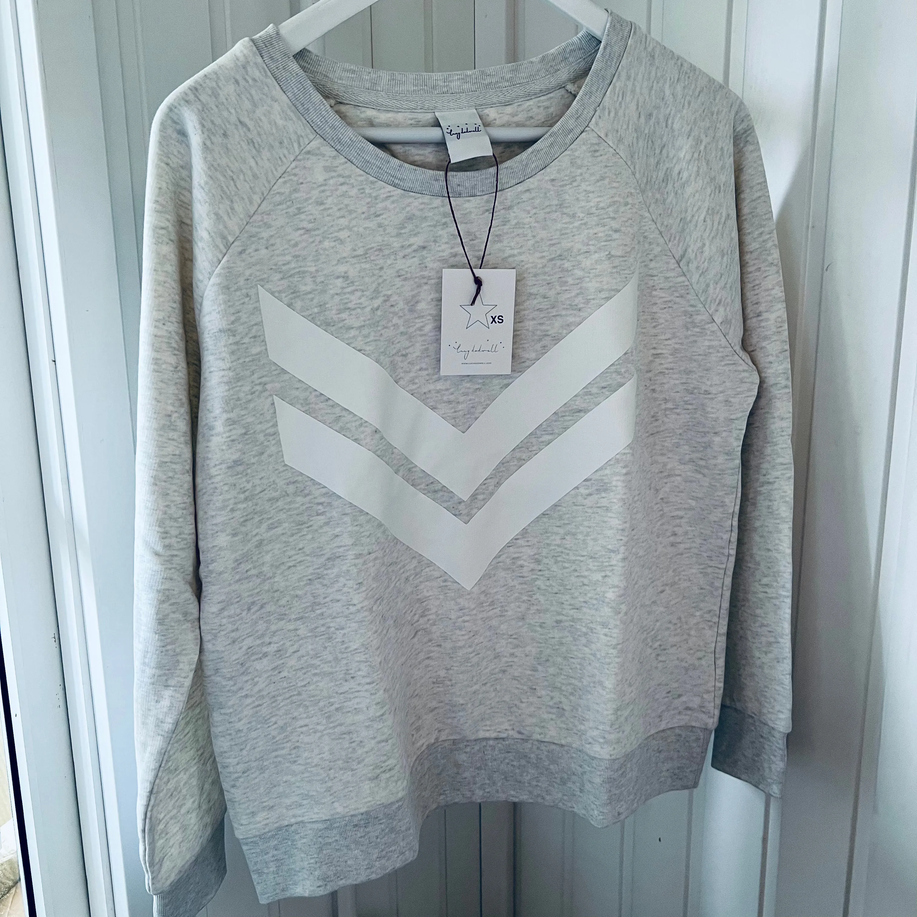 White double chevron light ash sweatshirt *relaxed style* SALE!