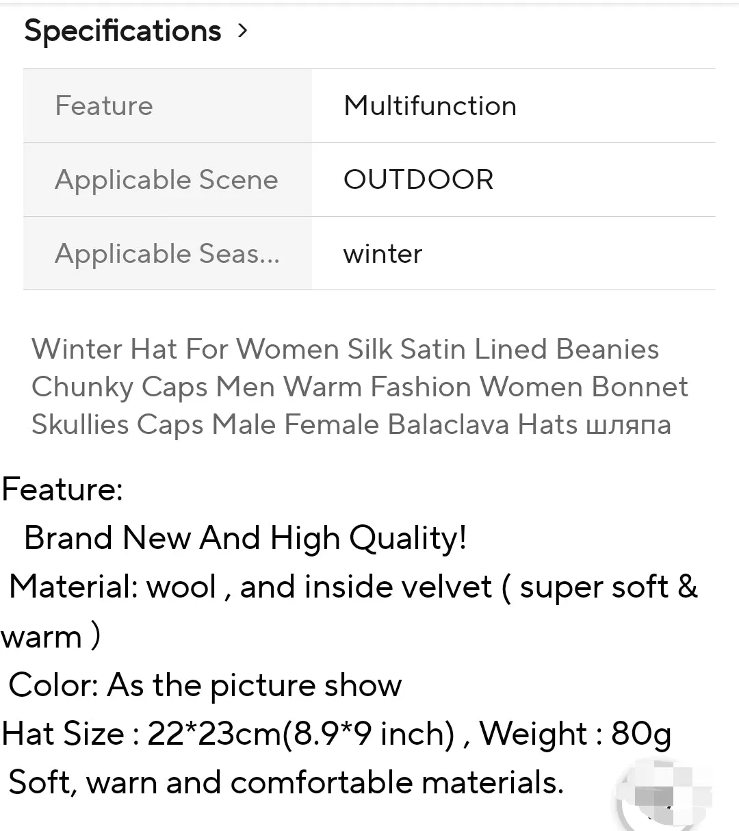 Winter Hat For Women