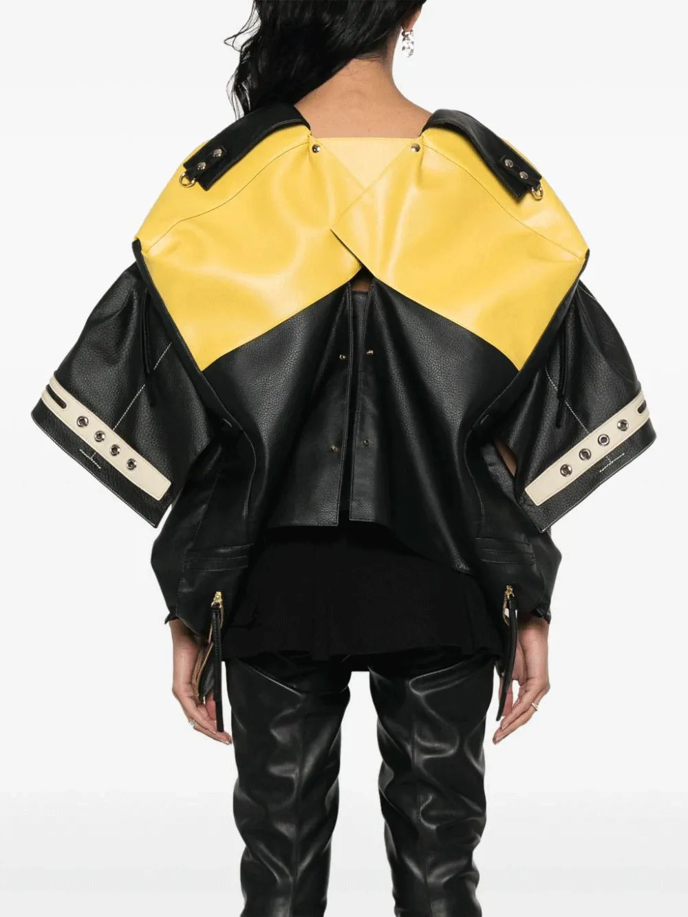 Yellow Panel Leather Sport Jacket