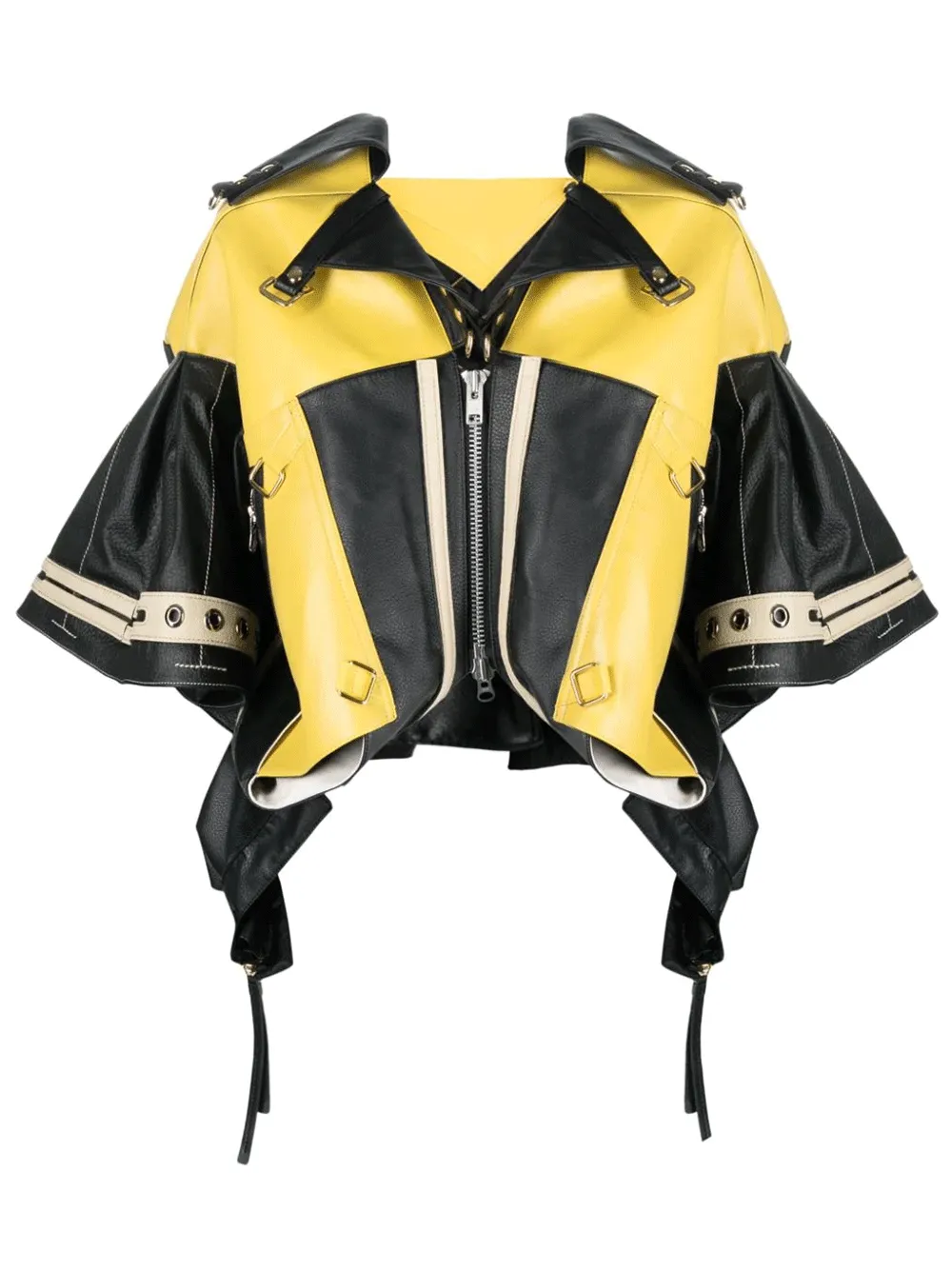 Yellow Panel Leather Sport Jacket