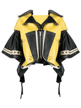 Yellow Panel Leather Sport Jacket